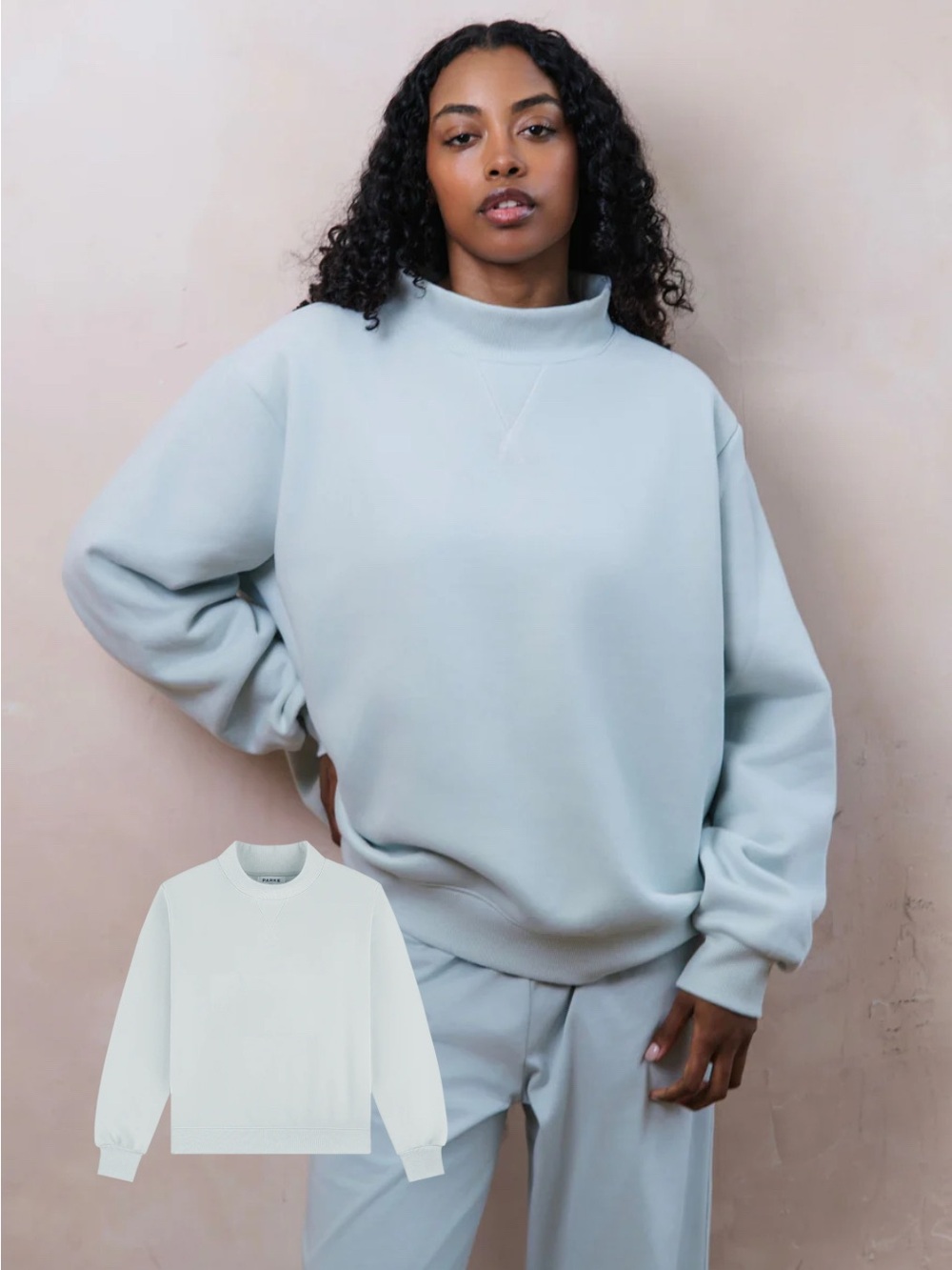 PARKE Mock Neck Sweatshirt - Light Blue S/M NIB